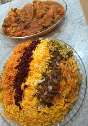 عکسی از دستور مرصع پلو با مرغ پرتقالی