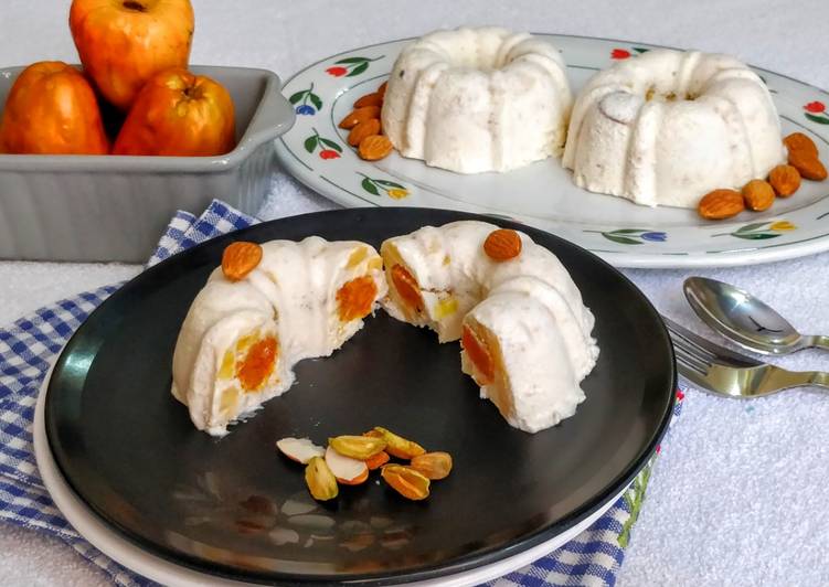Carrot Halwa in a Frozen Cashew Apple Phirni Mousse Cake