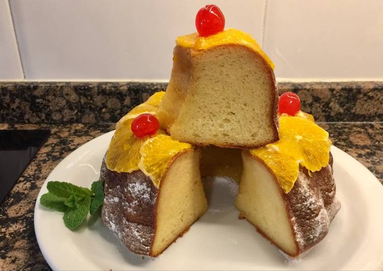 Bizcocho de naranja y aceite de oliva, muy esponjoso