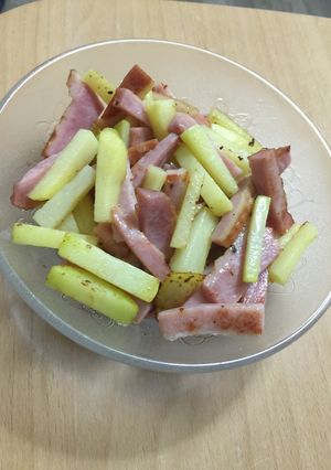Hình của món Thịt nguội xào khoai tây.
