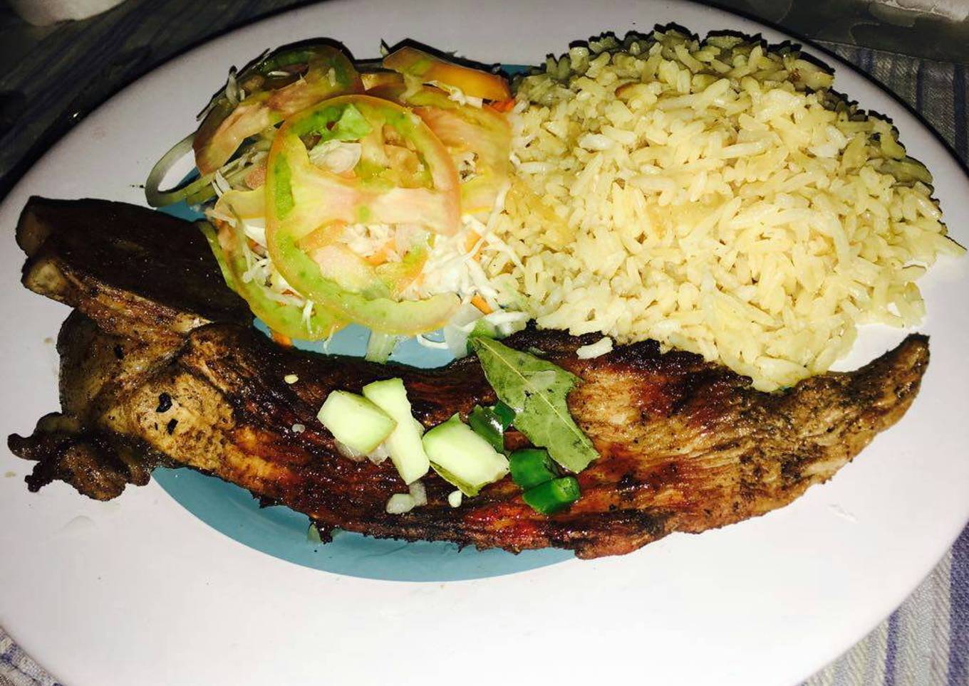 Simple braaied pork with salad