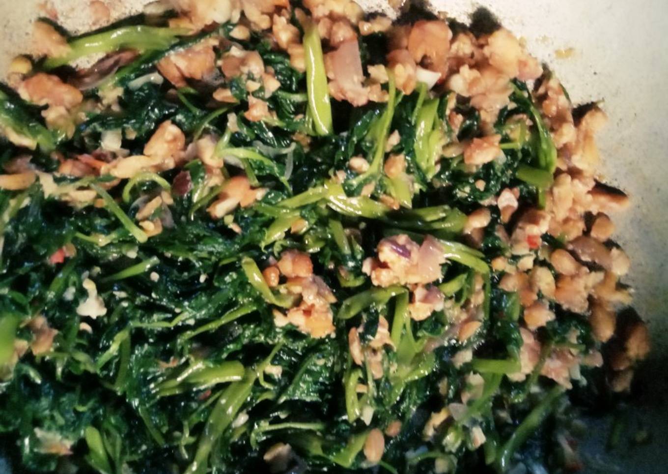 Tumis kangkung tempe uleg