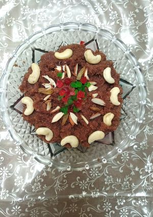 A picture of Suji chocolate halwa.