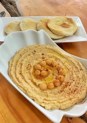 Una foto de Hummus vegano