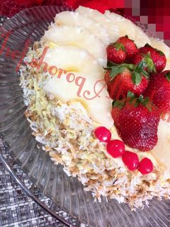 صورة لوصفة كيكة الفاكهة المحشية 🍍🥭🥥🍰