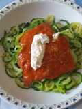 Zucchini Noodles with Tomato Sauce and Cream Cheese