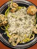 Chicken Florentine Meatballs over Zucchini Noodles