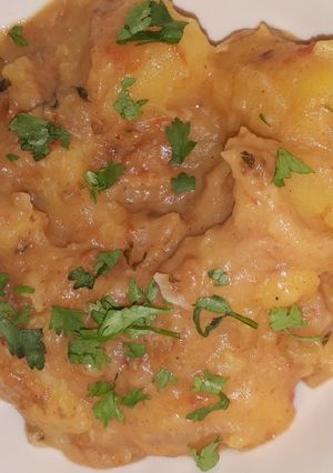 A picture of Plantains in coconut milk.