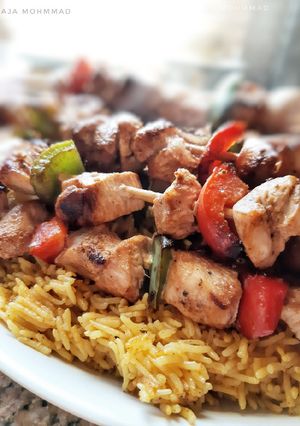 صورة لوصفة شيش طاووق مع رز مبهر