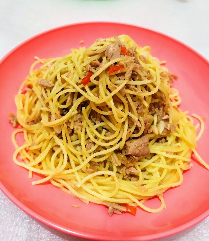 Foto resep Spaghetti Aglio Olio Tuna