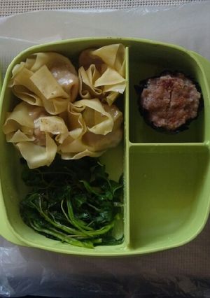 Foto resep Bekal Diet #1: Siomay Ayam Jamur+Tumis Bayam