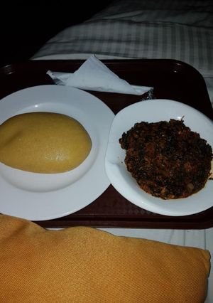 A picture of Stewed vegetable with eba.