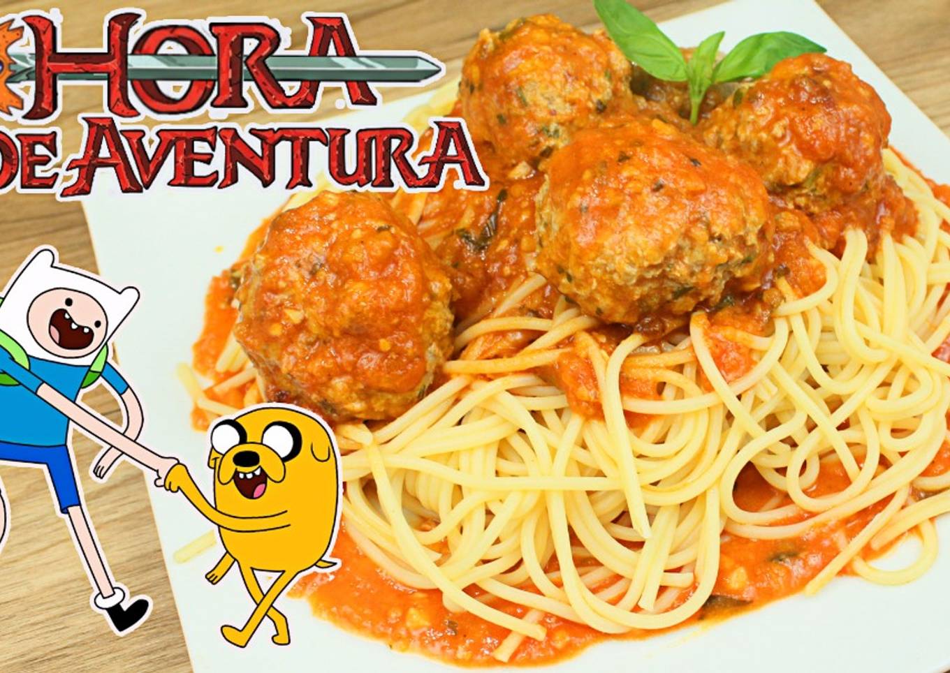 Espaguetis con Albóndigas de Hora de Aventura