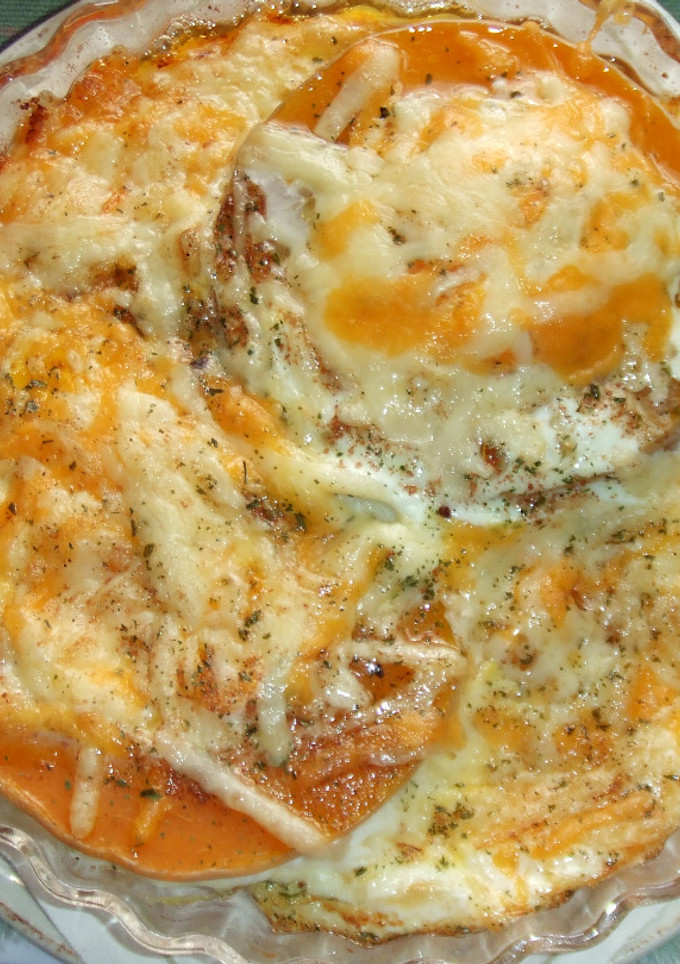 Una foto de Gratinado de calabaza con huevos
