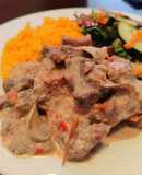 Carne de res con Champiñones y crema de leche 🍄😋