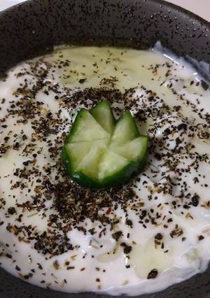 A picture of Yogurt cucumber salad.
