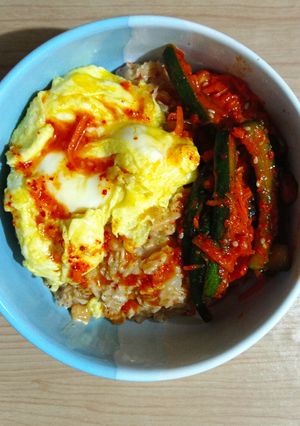 Foto resep Oatmeal Gurih dengan Telur dan Kimchi