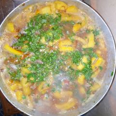 A picture of Raw Plantains with Beef.