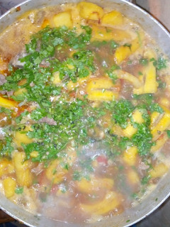 A picture of Raw Plantains with Beef.