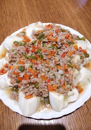 A picture of Ground Pork Steamed with Eggplant.