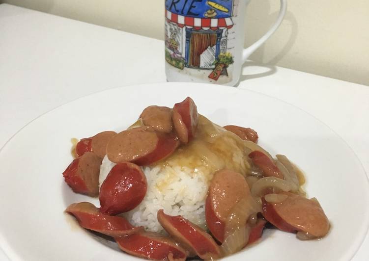 Nasi Siram Sosis Saus Tiram