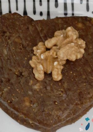A picture of Vegan Oil free Fig Walnut Halwa.