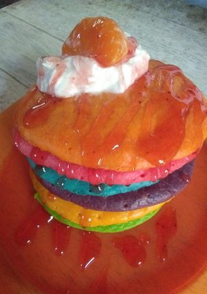 Foto resep Rainbow Fluffy Pancake