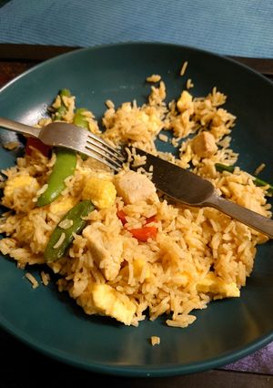 A picture of Thai egg fried rice.