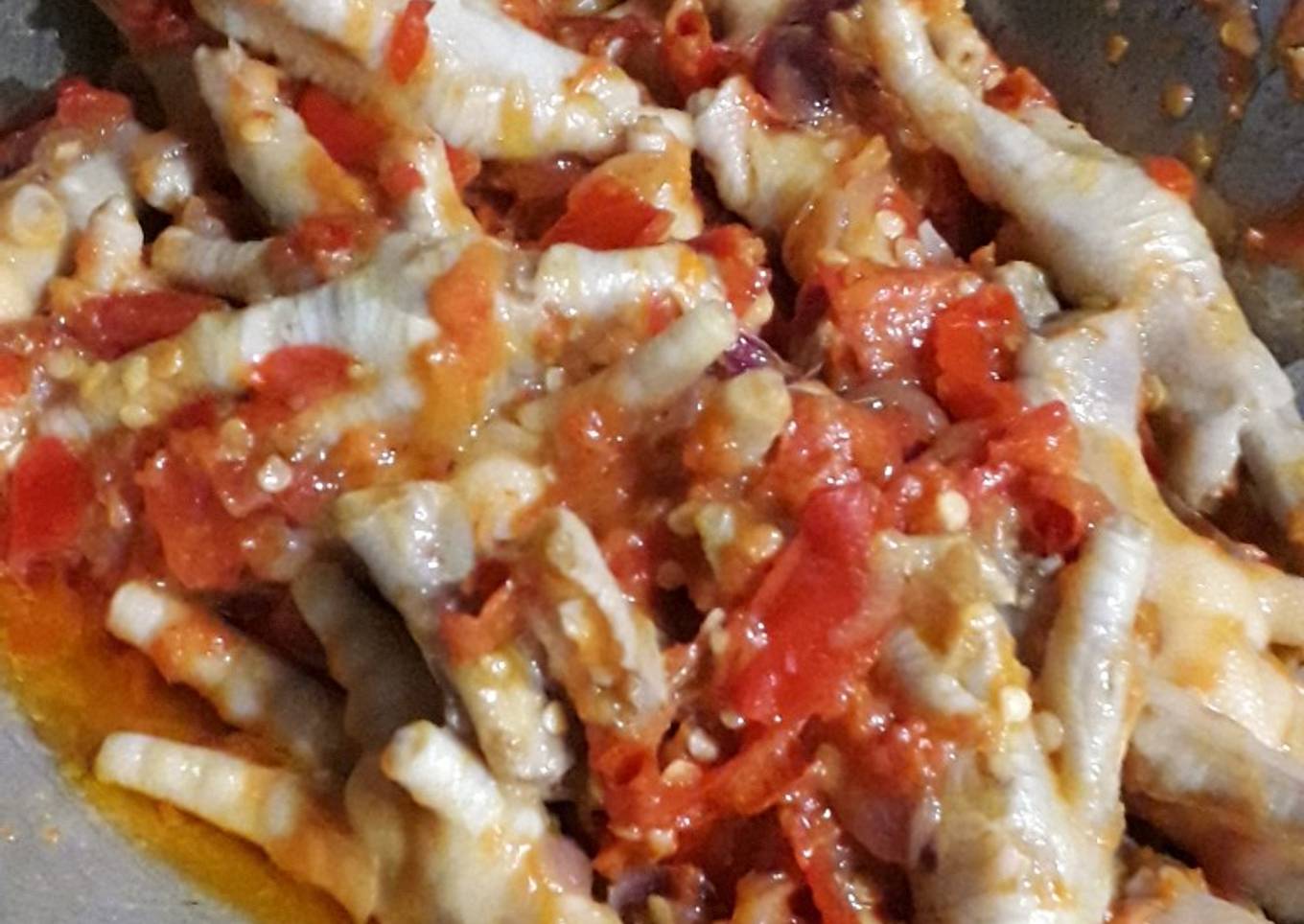 Ceker bonyok pedas asam balado super ringkes