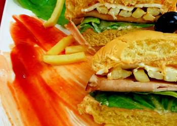 New Recipe Chicken salami burger instant Restaurant Style New Recipe Chicken salami burger instant Restaurant Style