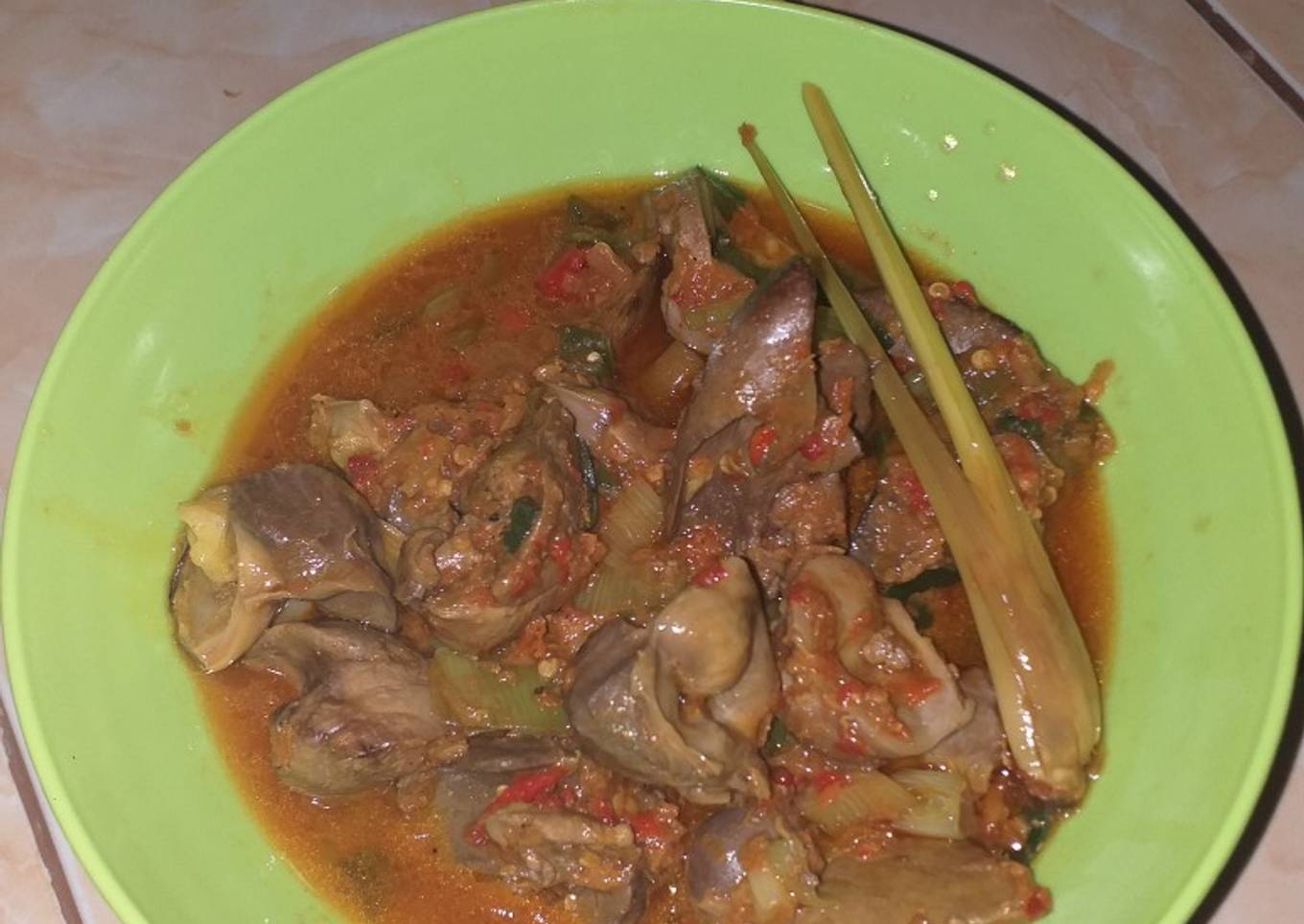 Ati Ampela pedas bumbu rica-rica