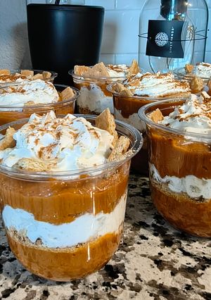 A picture of Protein Pumpkin Pie Parfait.