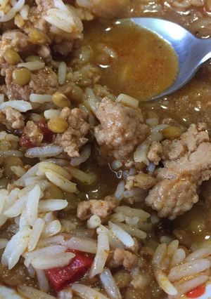 Una foto de Lentejas con Carne y Arroz