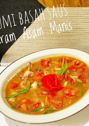 Foto resep Cumi Basah Saus Tiram Asam Manis