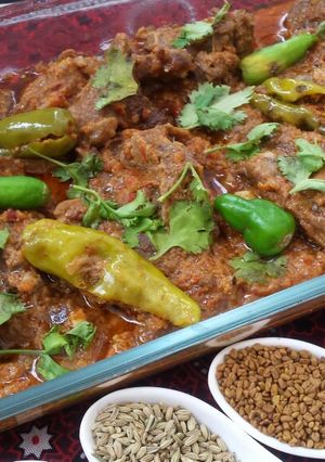 A picture of Mutton Achar ghosht.