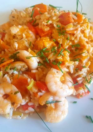 Una foto de Langostinos con arroz & leche de coco