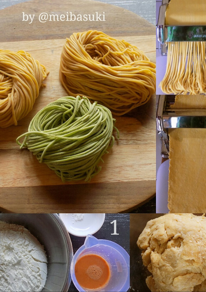 Foto resep Homemade Noodle (Mie Wortel & Mie Bayam)