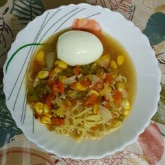 A picture of Spicy Egg Ramen Soup.