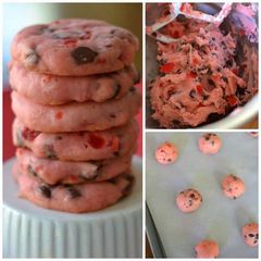 A picture of Maraschino cherry almond chocolate cookies.