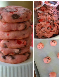 A picture of Maraschino cherry almond chocolate cookies.