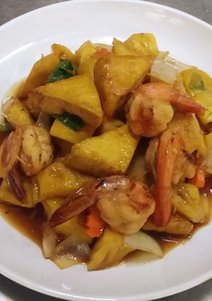 รูปของ ผัดเปรี้ยวหวานกุ้งเต้าหู้
