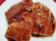 A picture of fish fillets with teriyaki sauce
