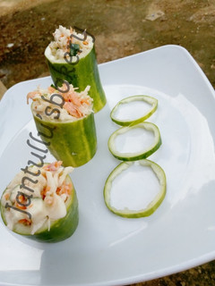 A picture of Cucumber filled salad.