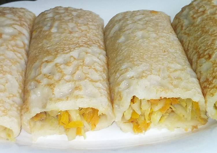 How to Prepare Homemade Crepes with veggies fillings