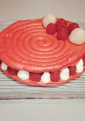 Une photo de Macaron framboise rose litchi