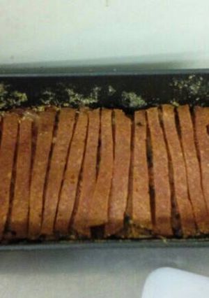 A picture of Meat loaf with bacon strips.