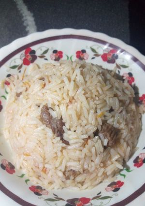 A picture of Rice with meat.