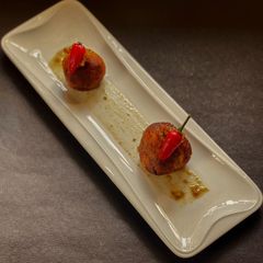 Apple Kabab on Apple Mint Chutney A picture of Apple Kabab on Apple Mint Chutney.