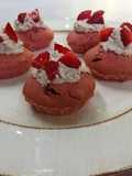 Cupcakes red velvet en Airfryer, con arándanos