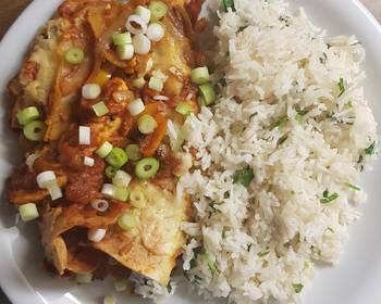 Easy Fast Cooking Vegetarian enchiladas with coriander lime rice Delicious